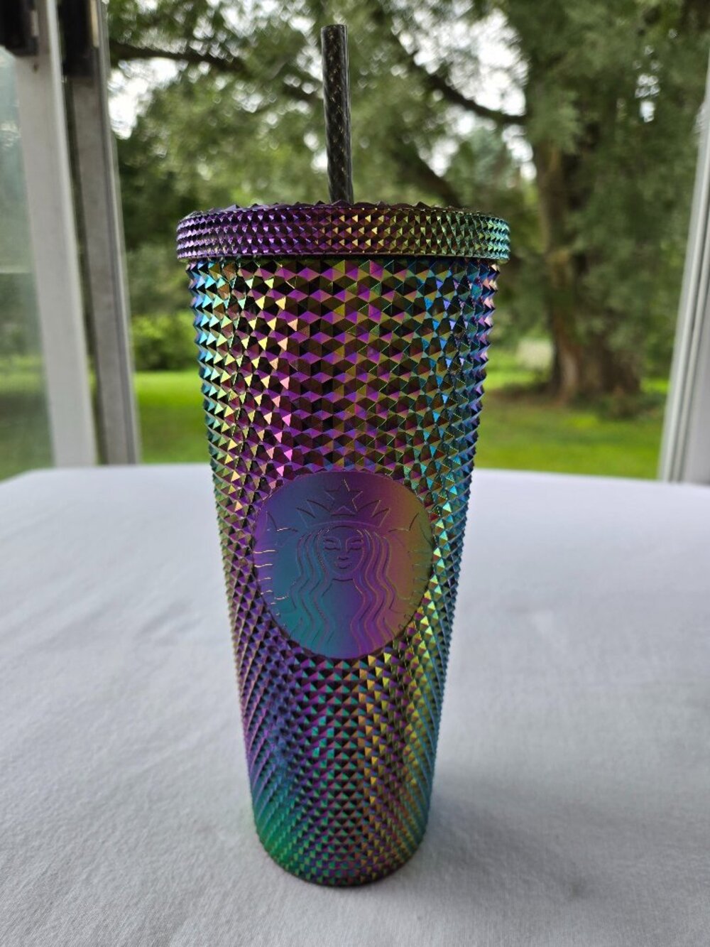 Starbucks Fall 2023 Oil Slick Black Rainbow Bling Studded Venti Tumbler 24oz NEW
